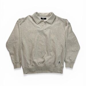 Men's Polo Collar Sweatshirt in Light Heather Gray